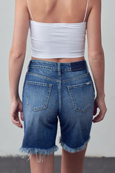High Rise Ripped Bermuda Denim Shorts Denim Lab USA
